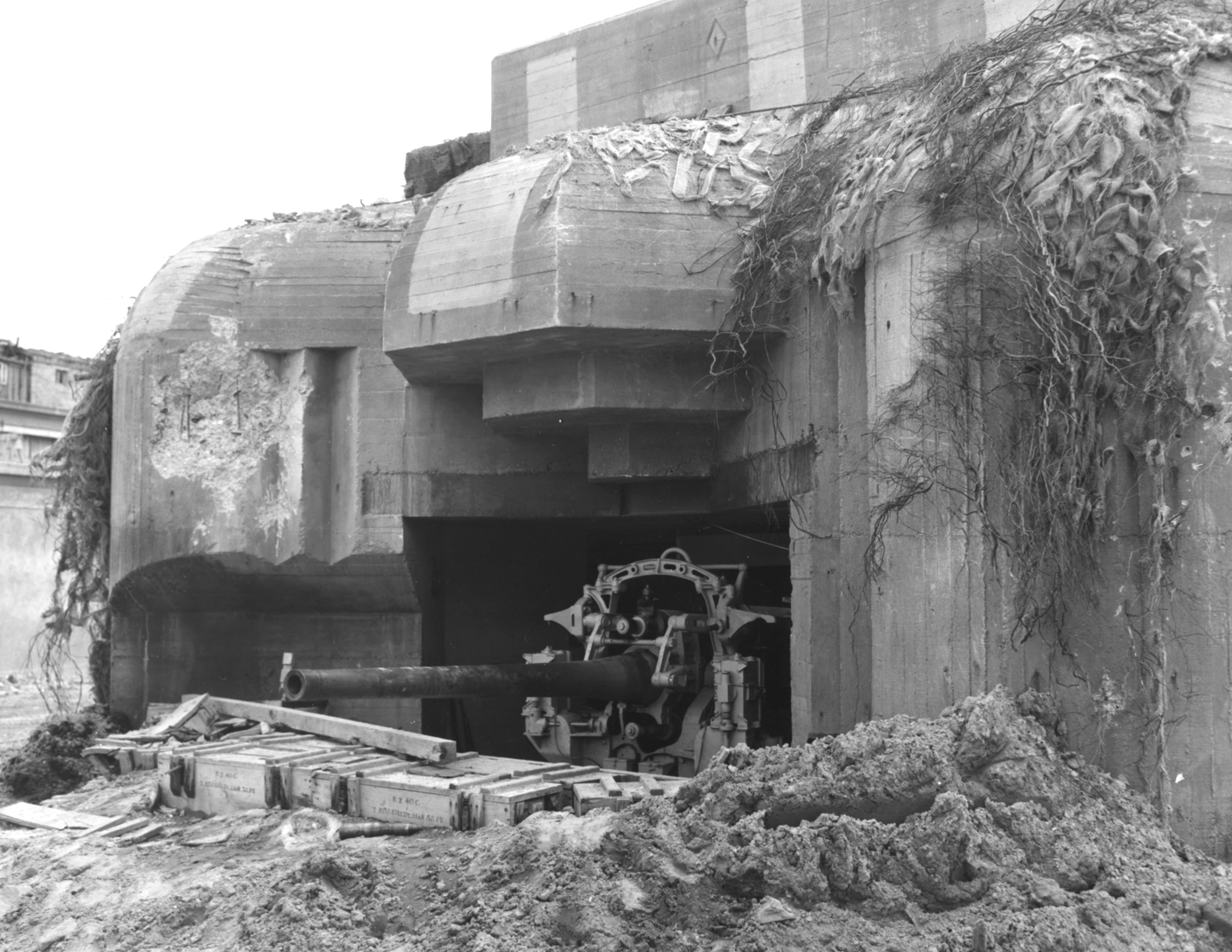 German bunker in Cherbourg captured by Allied forces. (U.S. Navy) German bunker in Cherbourg captured by Allied forces. (U.S. Navy)